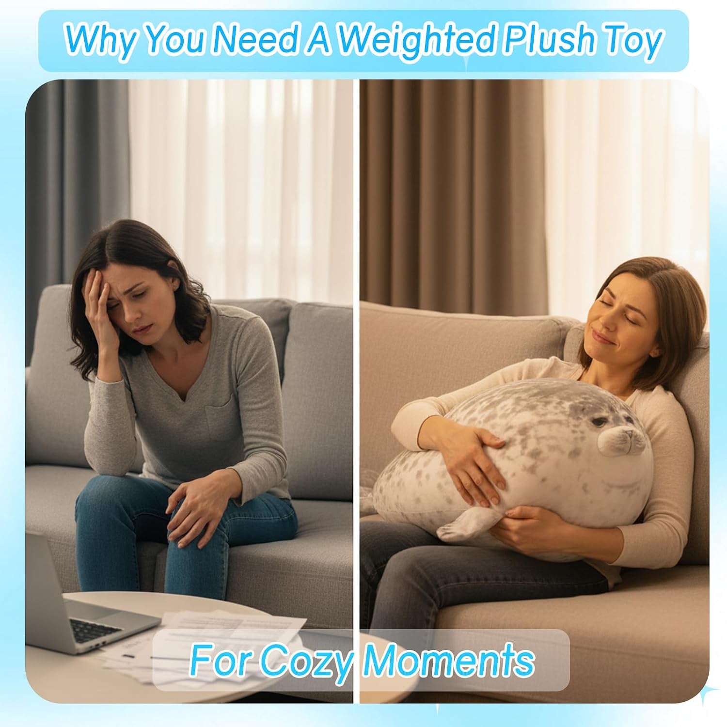 Weighted Seal Cuddly Toy - Travel Size 