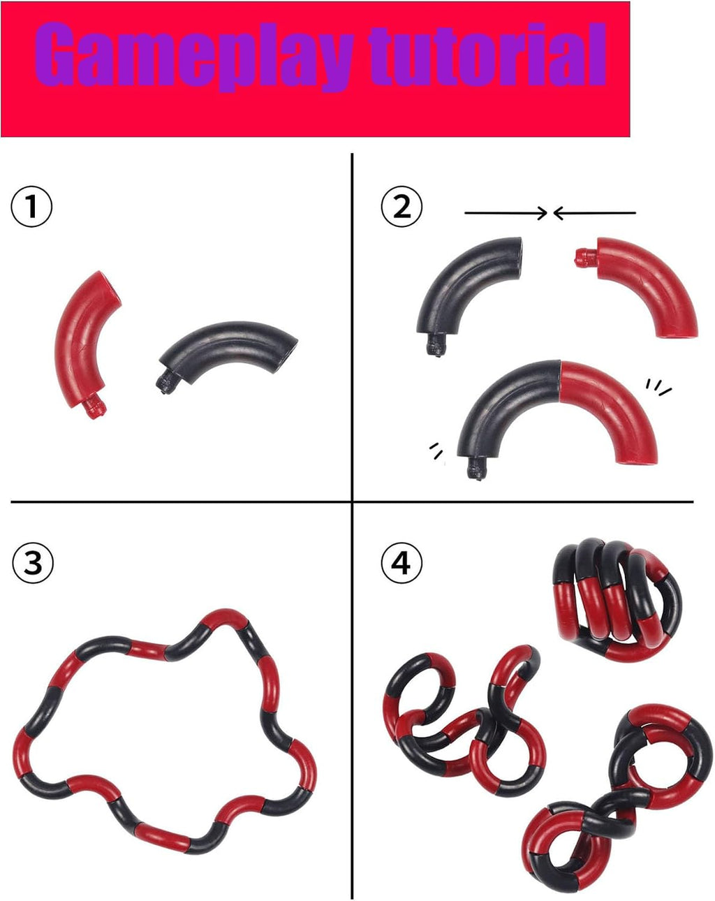 Tangle Fidget Toy (7 piece set) -  Twisty Stress Reliefing Fidget for Children and Adults