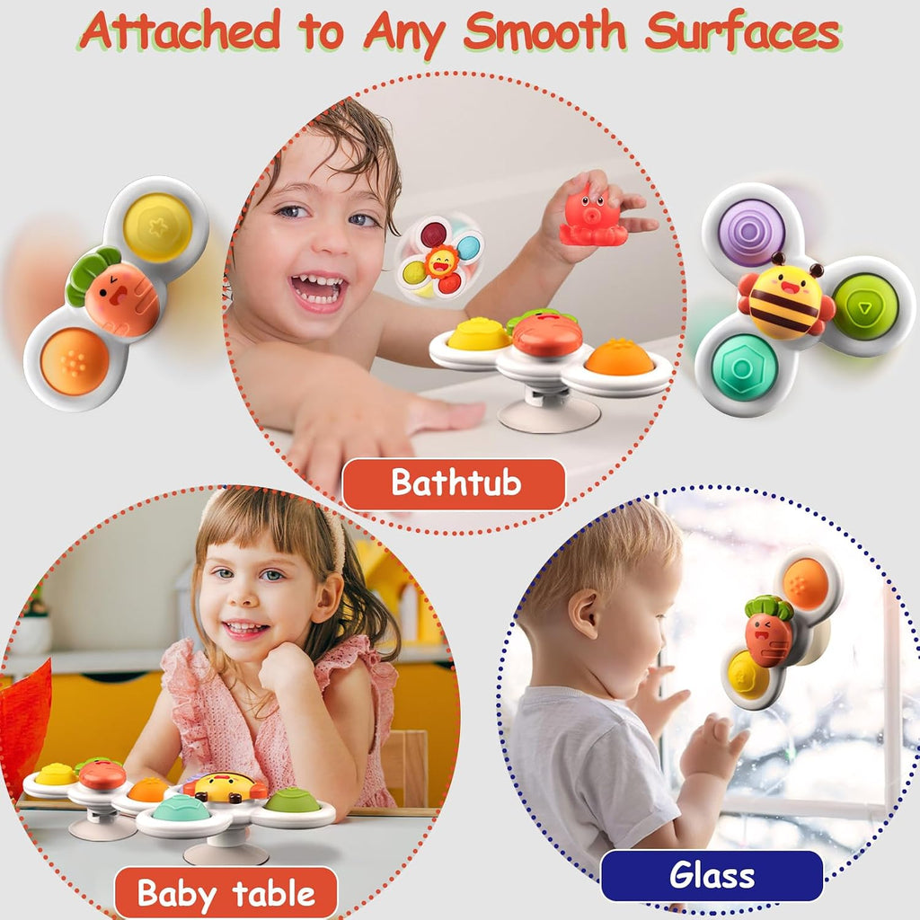 Suction Cup Spinner Toys -  3 Pcs Educational Spinning Sensory Toys