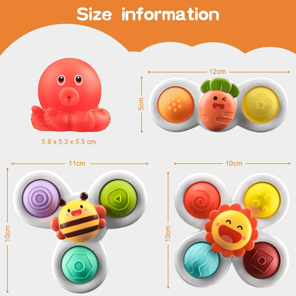 Suction Cup Spinner Toys -  3 Pcs Educational Spinning Sensory Toys