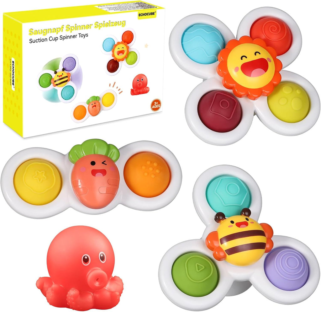Suction Cup Spinner Toys -  3 Pcs Educational Spinning Sensory Toys