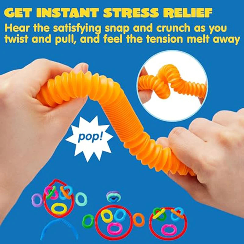 Rainbow Pop Tubes Sensory Toy - 10/30/50PCS