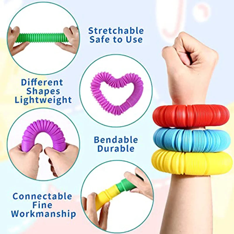 Rainbow Pop Tubes Sensory Toy - 10/30/50PCS