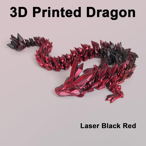 Large 3D Printed Oscillatory Joint Dragon - 30cm Stress-Reliever (Laser Black Red)