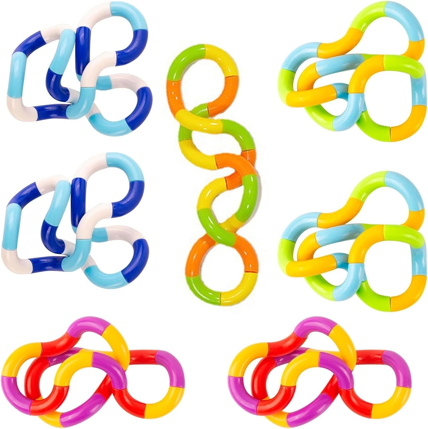 Tangle Fidget Toy (7 piece set) -  Twisty Stress Reliefing Fidget for Children and Adults